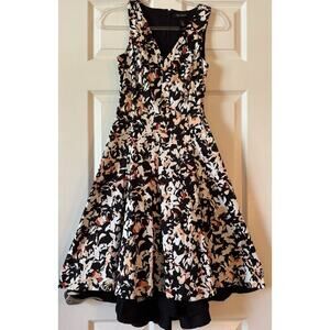 White House Black Market Sleeveless Printed Fit-And-Flare Hi-Low Sundress Size 2